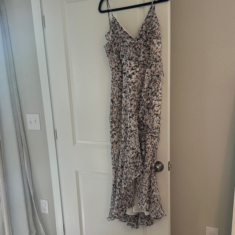 Express Black and White Floral Midi Skirt